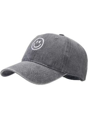 🎃Unisex Gray Vintage Washed Distress Cotton Profile Basic Solid Baseball Caps